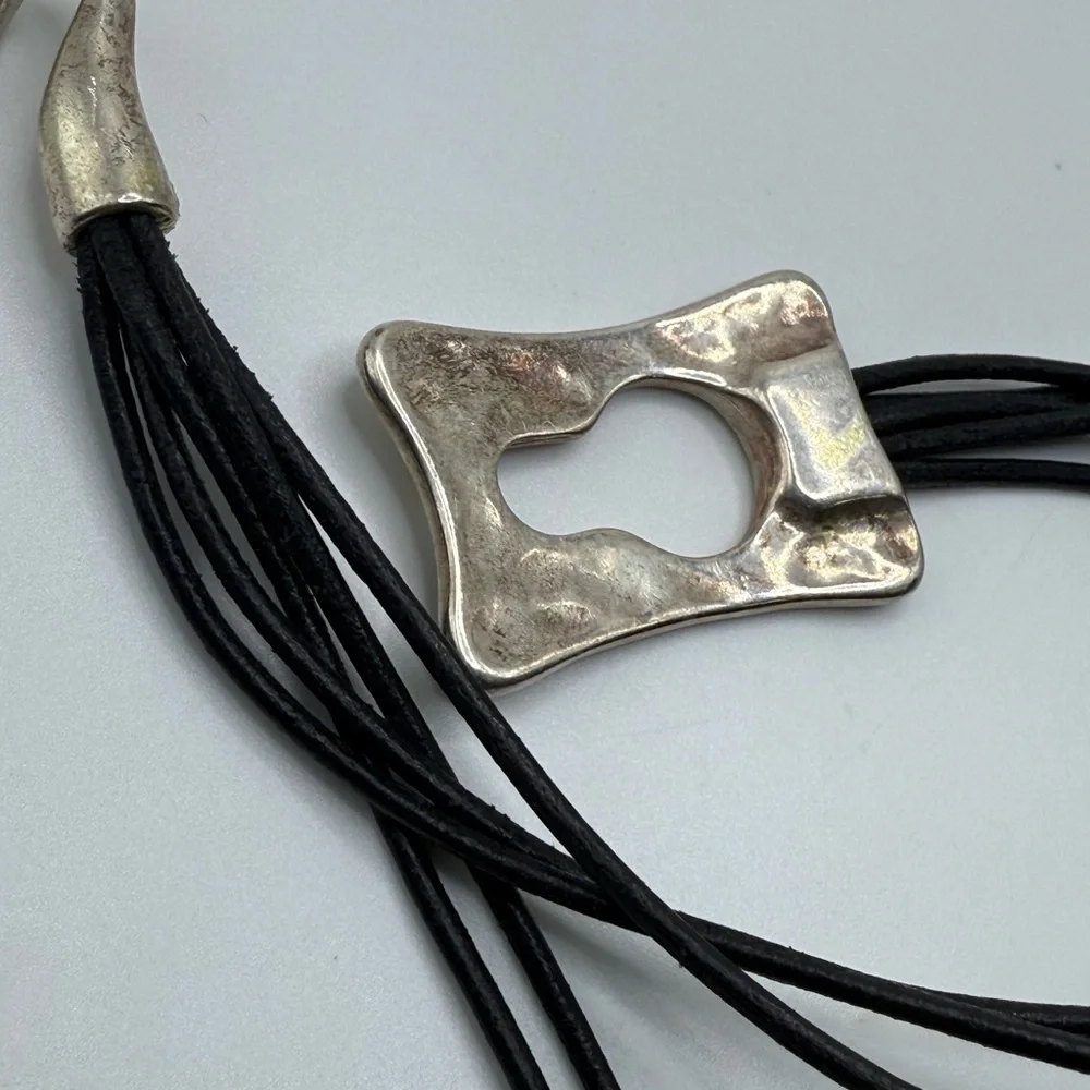 Vintage Oclaf Multistrand Leather and Silver Plated Bracelet